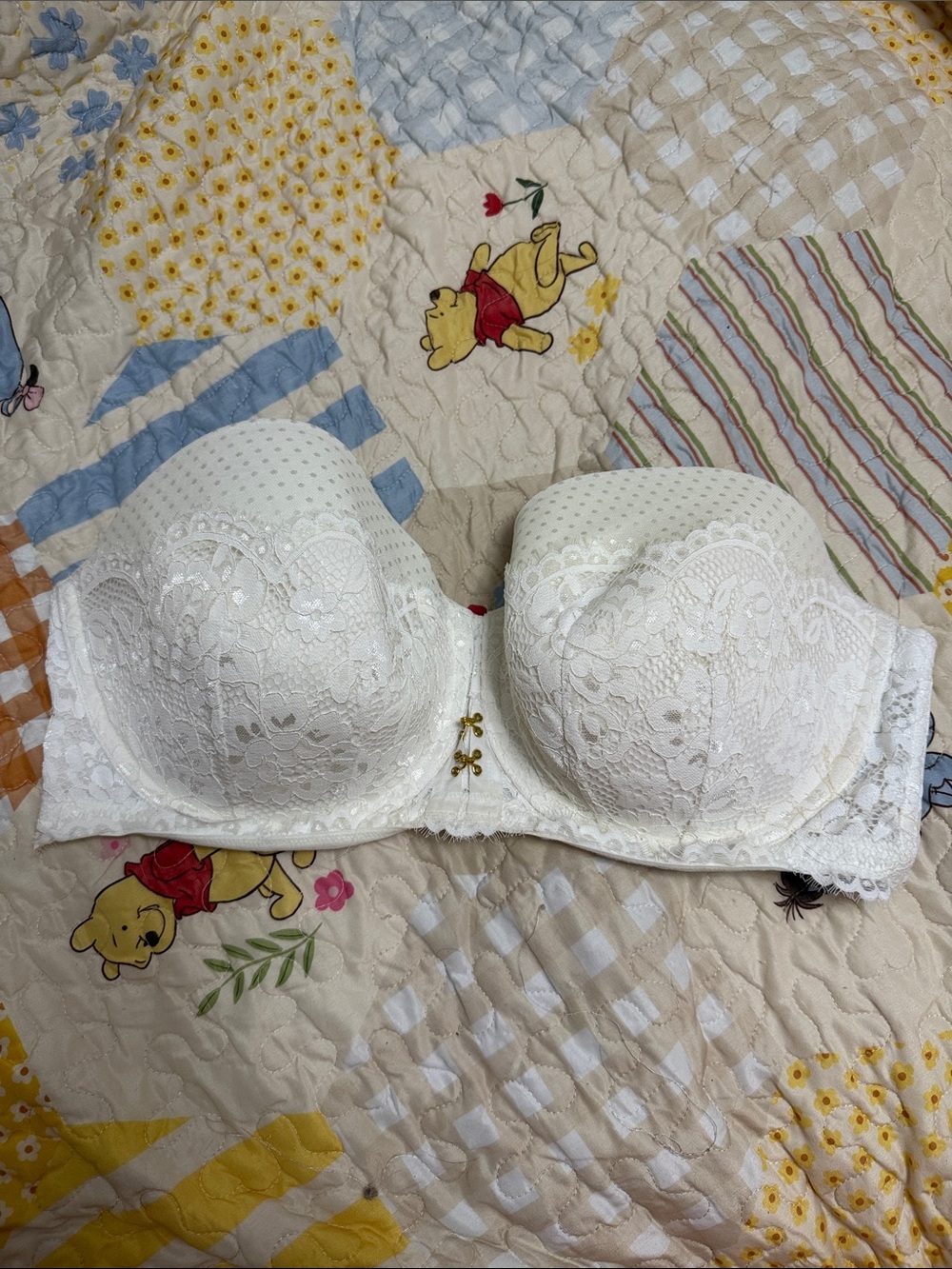 Lane Bryant White Lace Strapless Underwire Bra and thong